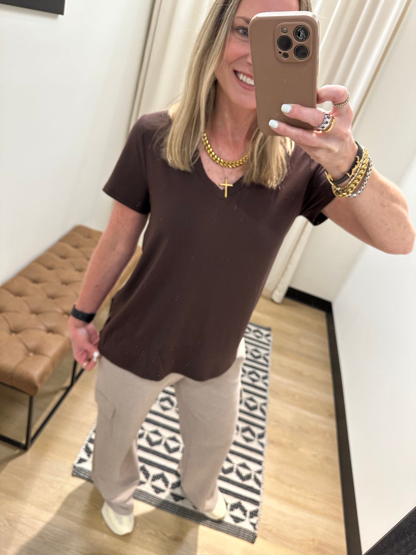 Tatiana V Neck Coffee Bean