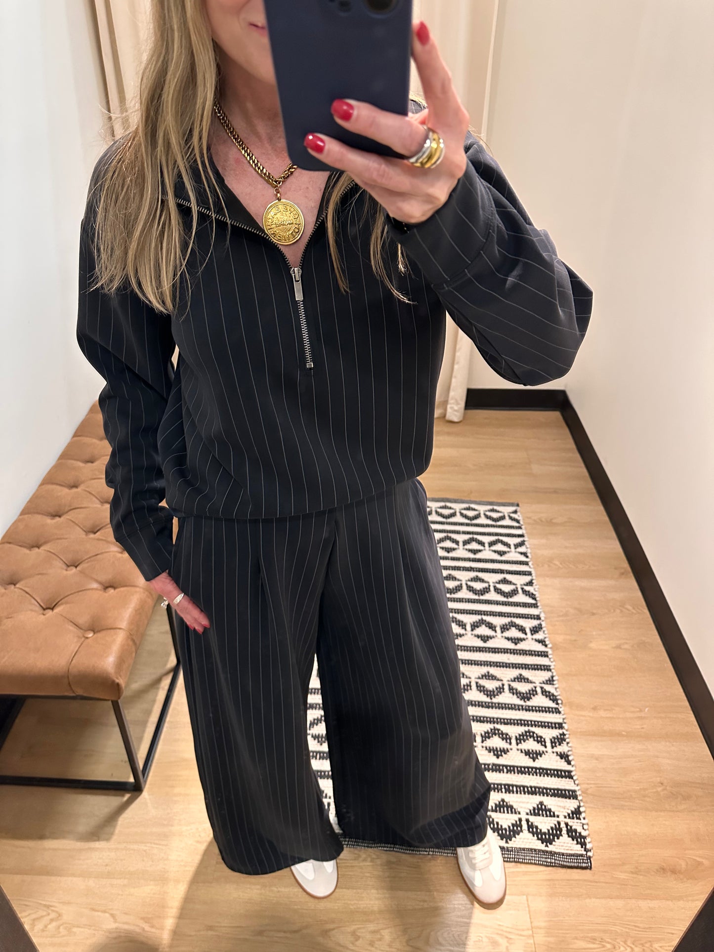 Black with Grey Stripe Pant