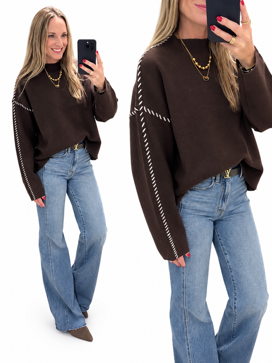Kelsey Knit Sweater- Chocolate