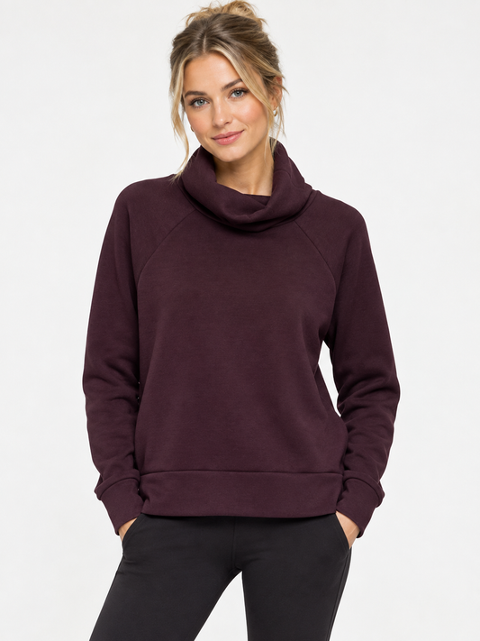 Burgundy Cowl Neck Pullover