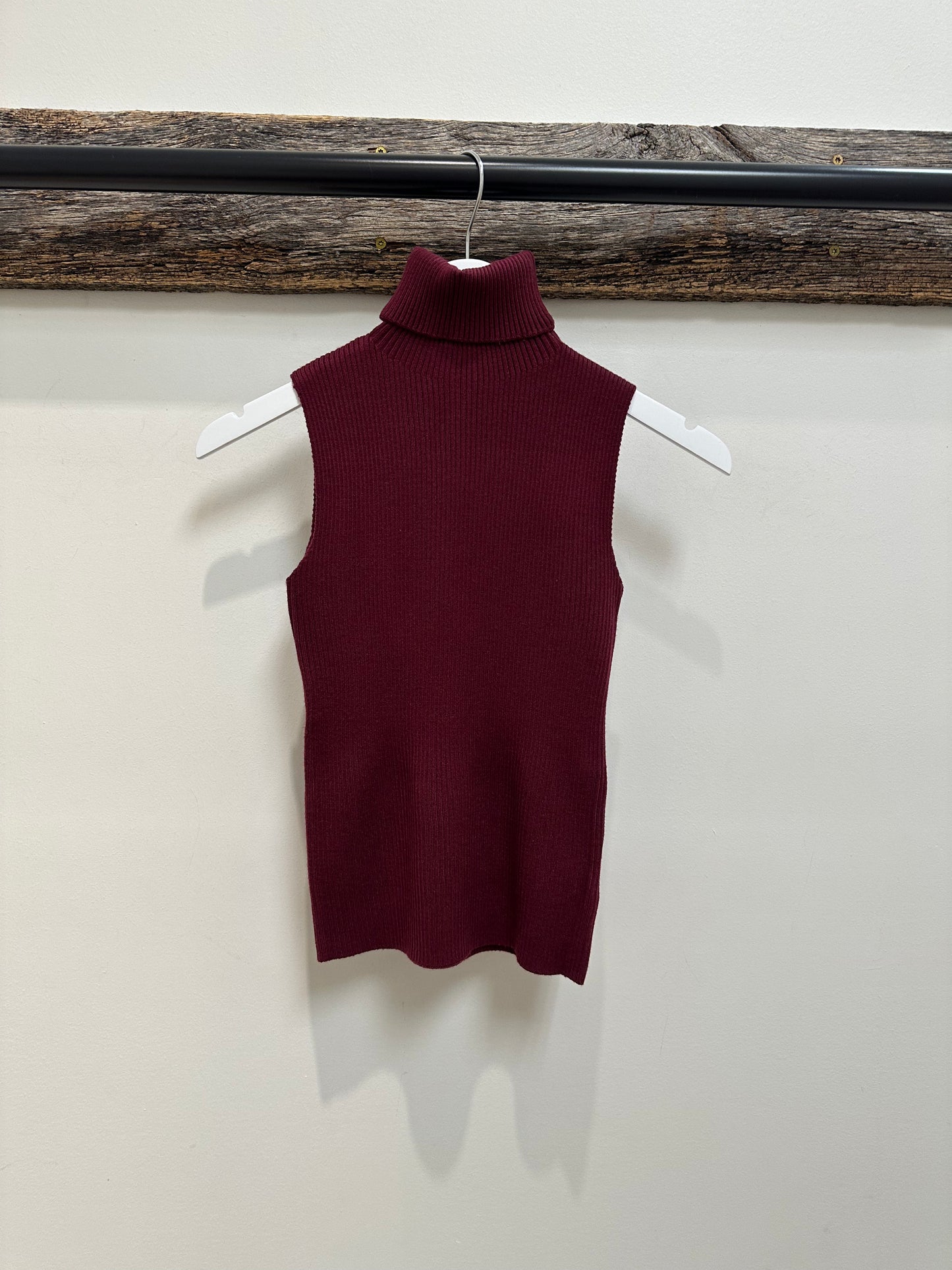 Mercy Sleeveless Turtleneck Tank- Wine