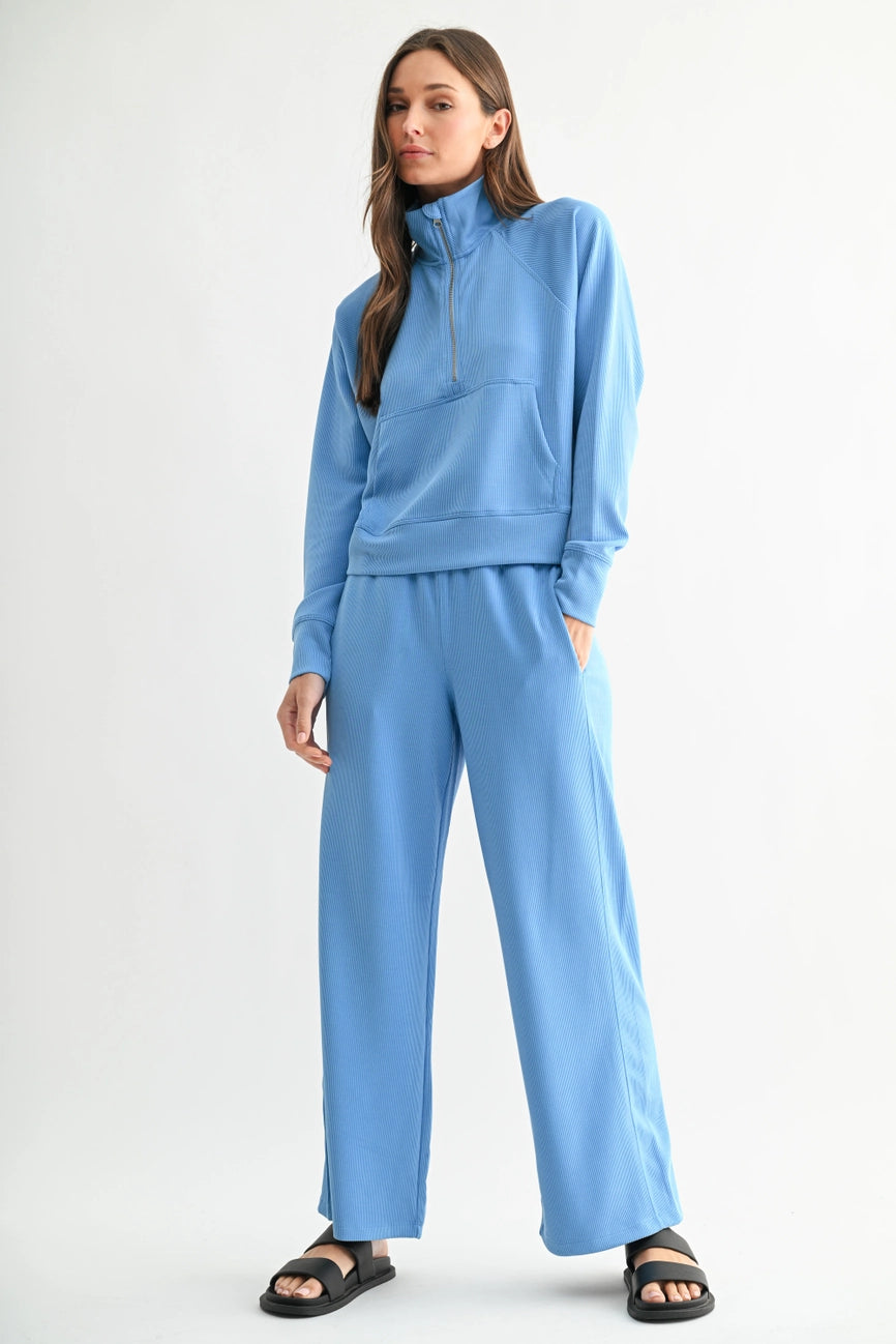 Luxe Sand Wash Rib 1/4 Zip Sweater