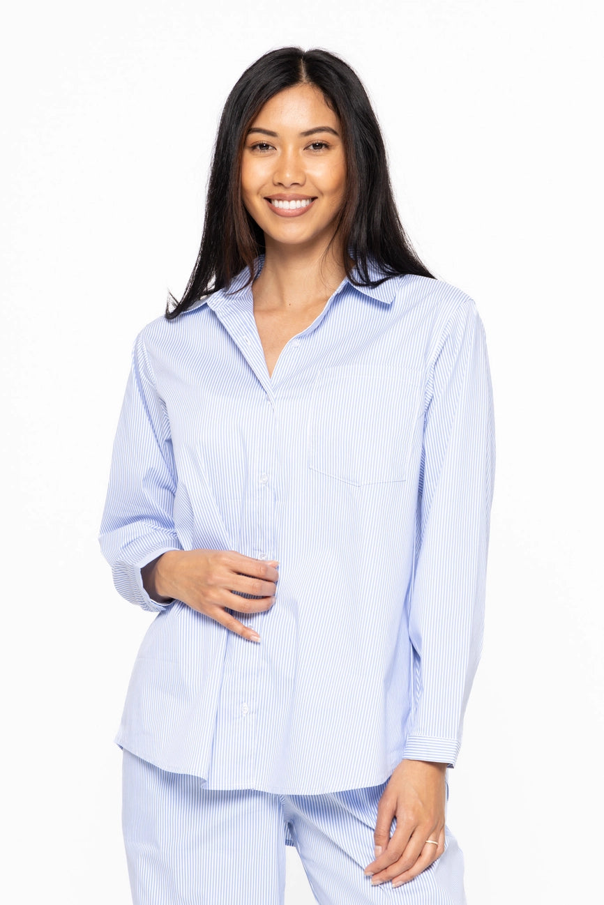 Conley Striped Button-up Top