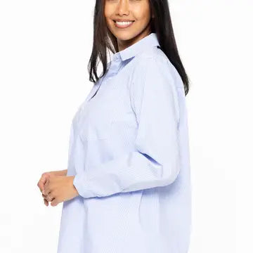 Conley Striped Button-up Top