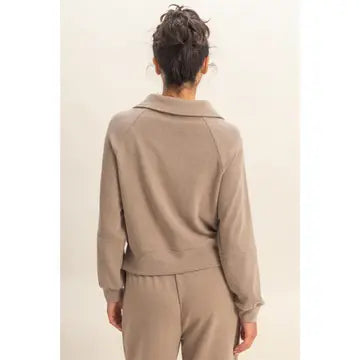 Cora Front Zip Sweatshirt- Dusty Mocha