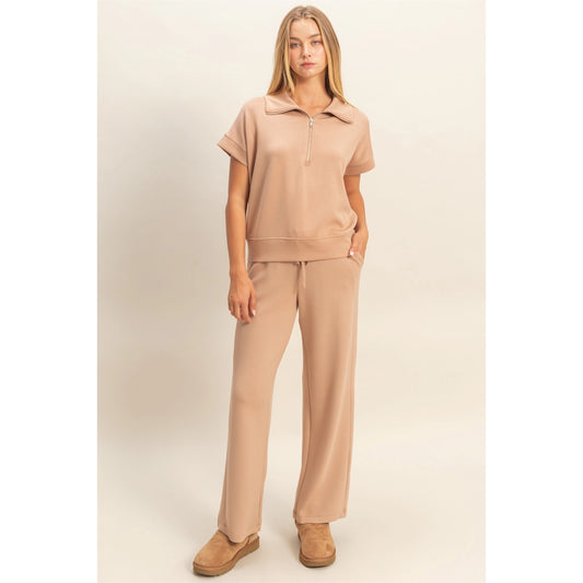 Ziggy Half Zip Top- Taupe