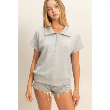 Ziggy Half Zip Top- Heather Gray
