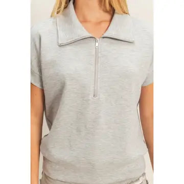 Ziggy Half Zip Top- Heather Gray