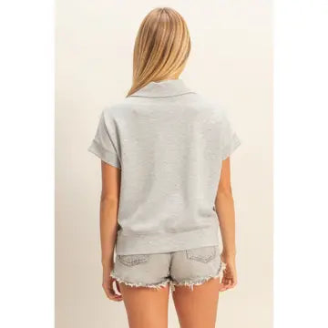 Ziggy Half Zip Top- Heather Gray