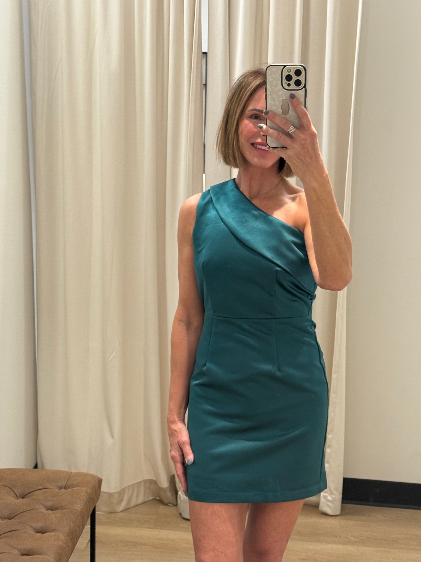 Reagan One Shoulder Dress- Green
