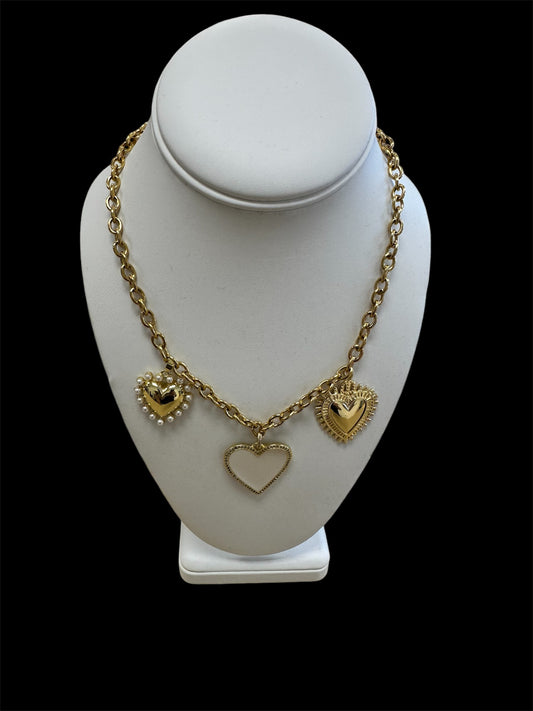 Natalie 3-Heart Gold Necklace