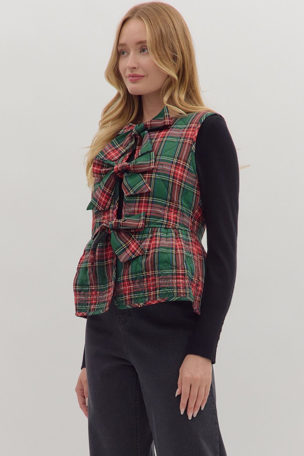 Holly Quilted Bow Front Vest