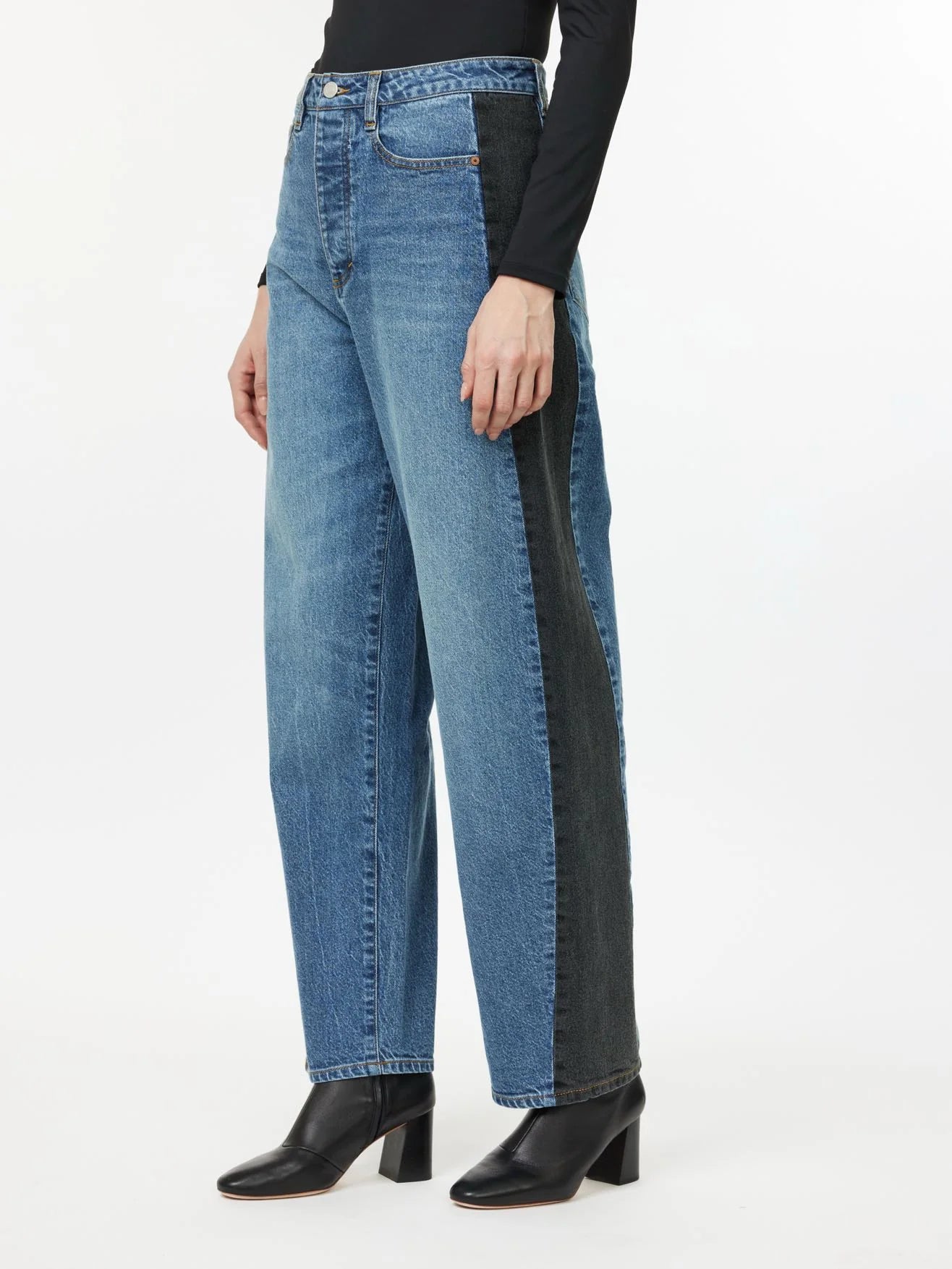 Two Tone Ankle Barrel Jean