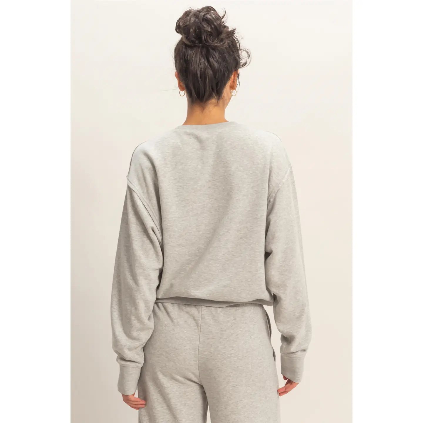 Gillian Raw Edge Burnout Sweatshirt- Gray