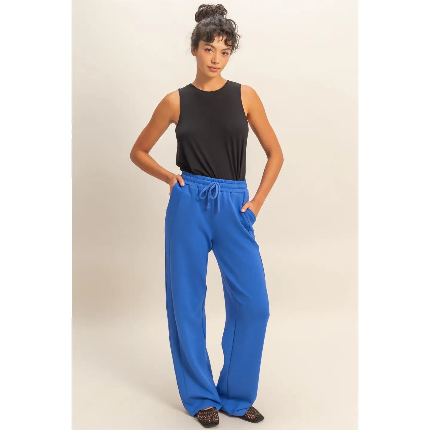 Allie Wide Leg Pant- Cobalt