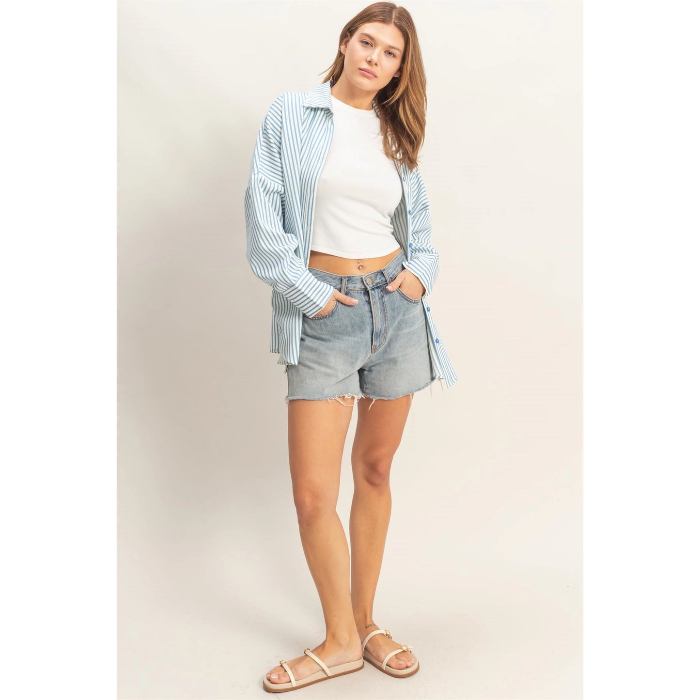 Brynn Stripe Button-up-Blue