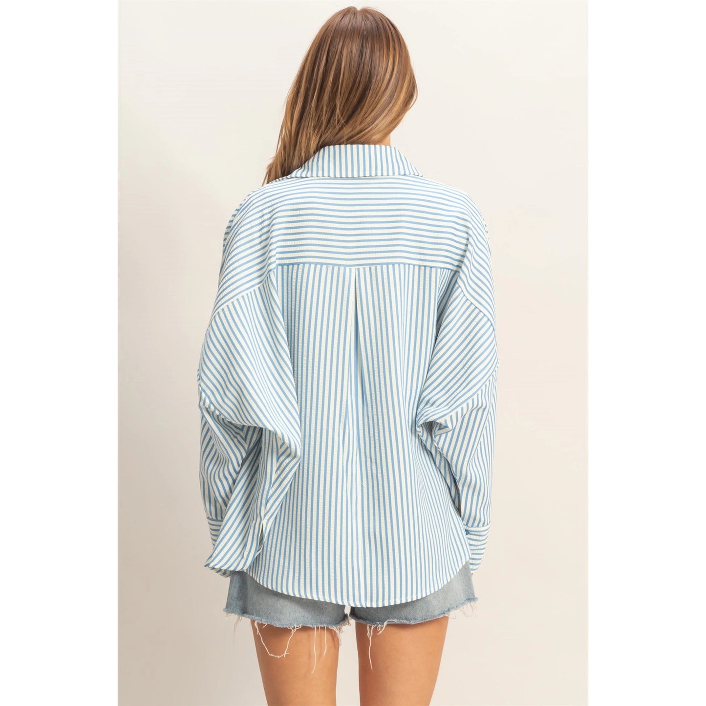 Brynn Stripe Button-up-Blue